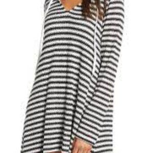 Nordstrom La Blanca Slouchy Hooded Sweater Swim Cover-Up Tunic, Black aWhite, XS